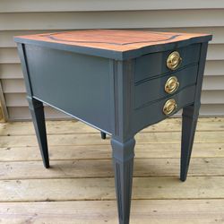 Navy Blue Side Table Nightstand — FULLY RESTORED