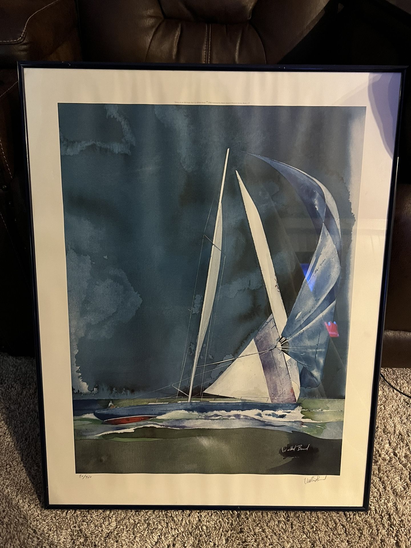 “Sloop On An Off Green Sea” Signed And Numbered Print By Willard Bond Rare