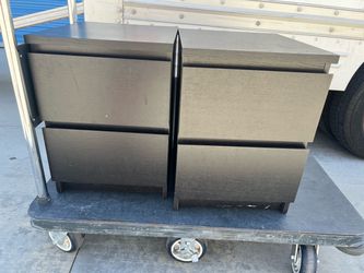 Ikea Malm Black-Brown 2-Drawer Nightstands (Pair)