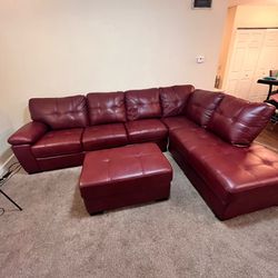 Leather Sectional With Ottoman