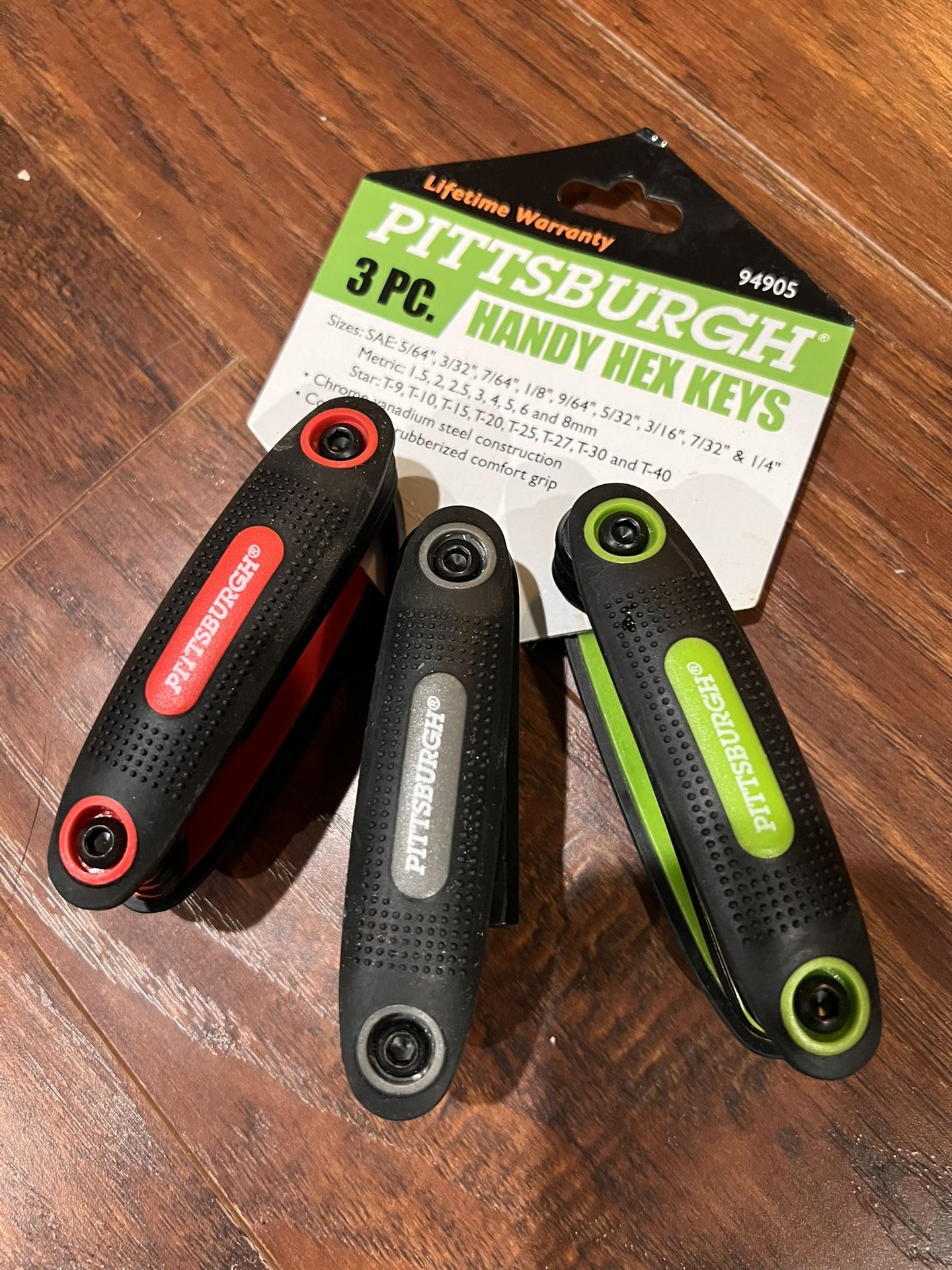 3 PC. METRIC HANDY HEX KEYS SET OF THREE WRENCH FOLDING STAR BIT