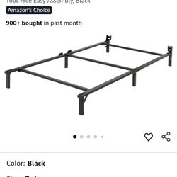 Amazon Basics Metal Twin Size Bed Frame(Box Spring Required), 6-Leg Base for Box Spring and Mattress Support, Tool-Free Easy Assembly, Black