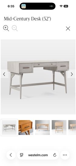 West Elm Mid Century Desk in Pebble Gray