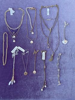 10 pc Lucky Brand Lot silver necklaces and bracelets bundle #boho #festival