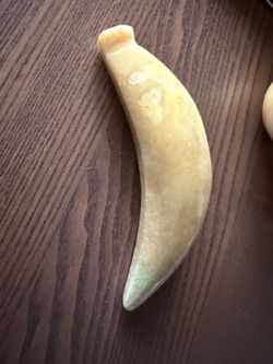 Vintage Alabaster Stone Banana 5.5" Carved Fruit MCM