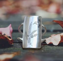 Silver Hummingbird Engraved Statement Ring Size 7,8 & 9 left