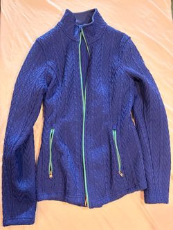 Spyder Woman Sz Medium Stryke Cable Knit Jacket Fleece Lined Full Zip 186406