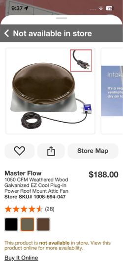 Master Flow 1050 CFM Weathered Wood Galvanized EZ Cool Plug-In Power Roof Mount Attic Fan