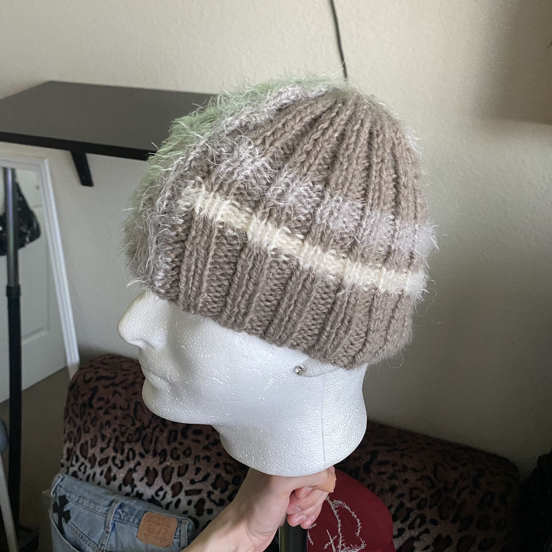 Fur Beanie Mohair Fluffy Fuzzy Cap Hat Y2K Streetwear Japanese