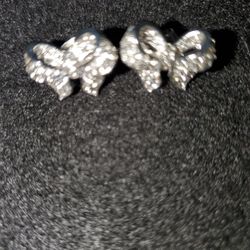 Rhinestone Bow Earrings 