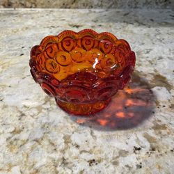 Vintage L.E. Smith Moon and Star Amberina Glass Candy/Trinket Dish