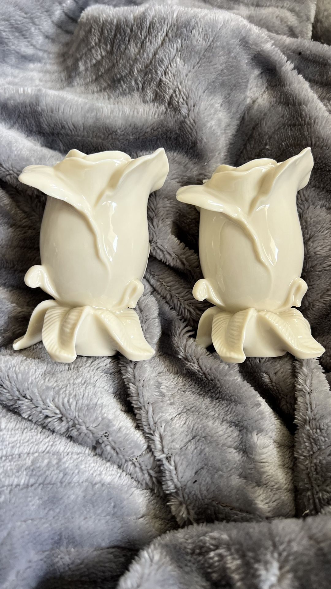 Brand New Lenox Vintage Rose Candlestick Holder Set