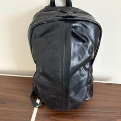 Thin Black Leather Backpack