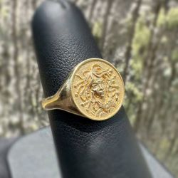 Jewelry 14k solid yellow gold  Medusa lady ring size 7.00