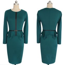Lyrah Green Peplum Dress
