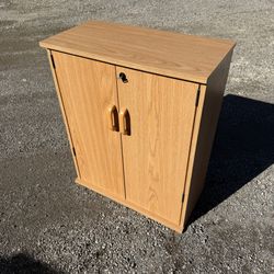 End Cabinet Brown Wooden With Doors For DVDs CDs Misc Tv Entertainment Accessories 