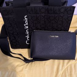calvin klein purse + wristlet 