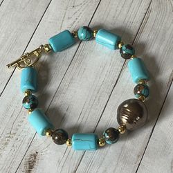 Pearl Turquoise Natural Gems Fashion Bracelet 