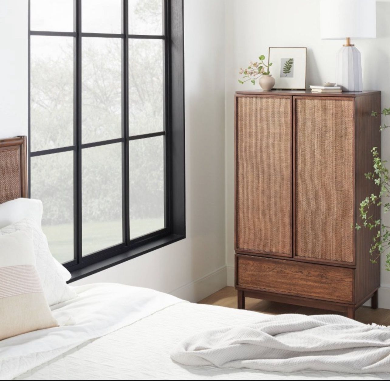 Transitional Wood & Cane Armoire Brown - Hearth & Hand with Magnolia