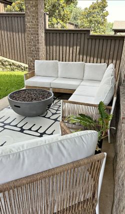 SUNHAVEN outdoor sectional set with white cushions