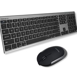 Macally Premium Bluetooth Keyboard and Mouse for Mac | Compatible Wireless Apple Keyboard and Mouse Combo (110 Keys Multi-Device Rechargeable@J13-681