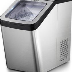 EUHOMY Nugget Ice Maker Countertop, Max 33lbs/day,2 Way Water Refill, Self-Cleaning Pebble Ice Maker