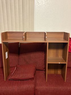 Wooden Desktop Organizer Shelf with Dividers