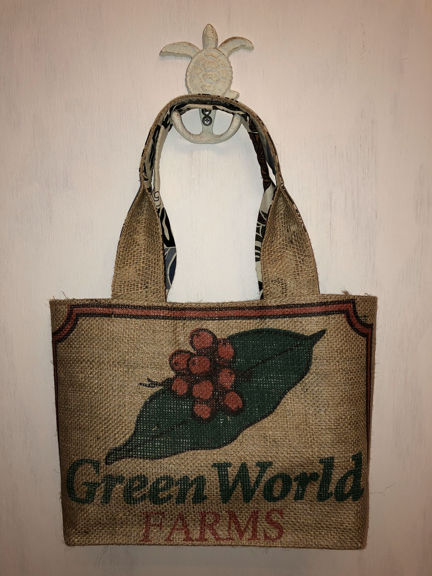 Authentic Green World Coffee Bean Bag Tote