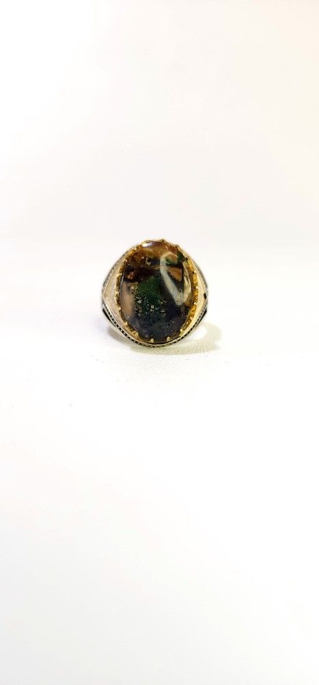 Natural Arabian Gemstone Ring With Silver Frame 925 Size 10 USA