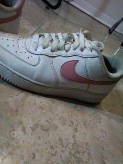 Pink and white Nike Air Force 1