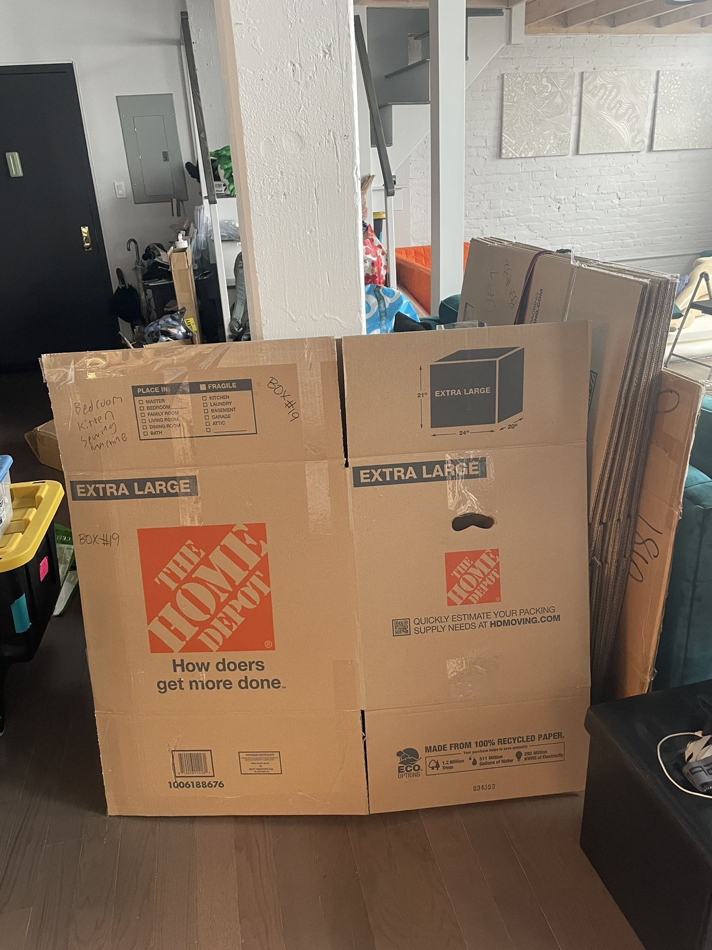 10 XL Home Depot Moving Boxes