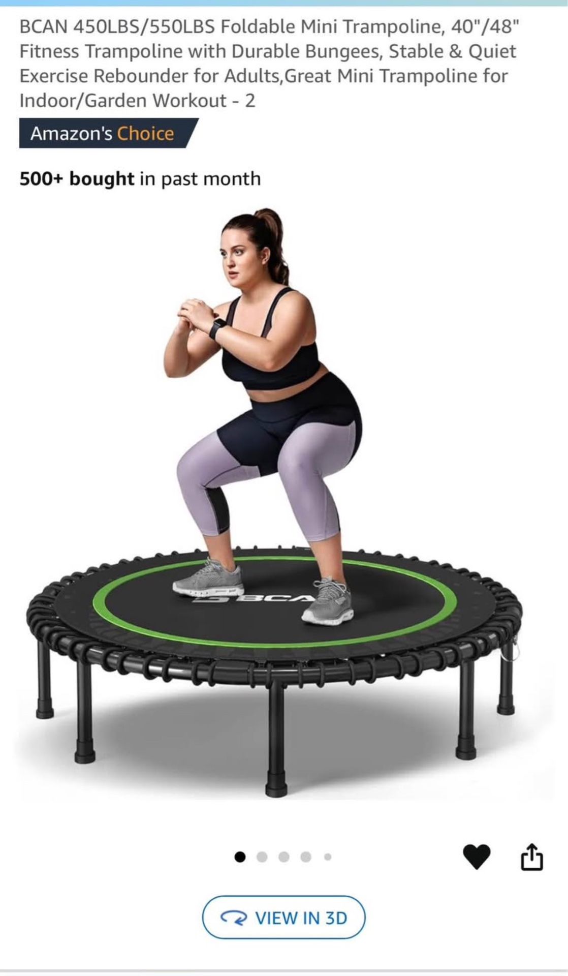 48" Foldable Mini Trampoline, 450LBS/550LBS Fitness Trampoline with Durable Bungees, Stable & Quiet
