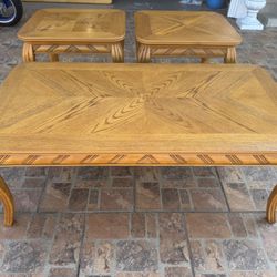 Wood Coffee Table 2 End Tables
