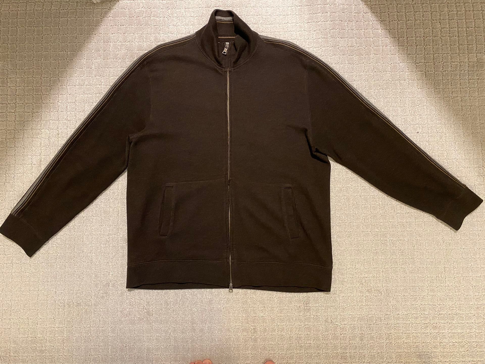 Banana Republic Sweat Jacket X-Large Brown Long Sleeve Full Zip Top Mens