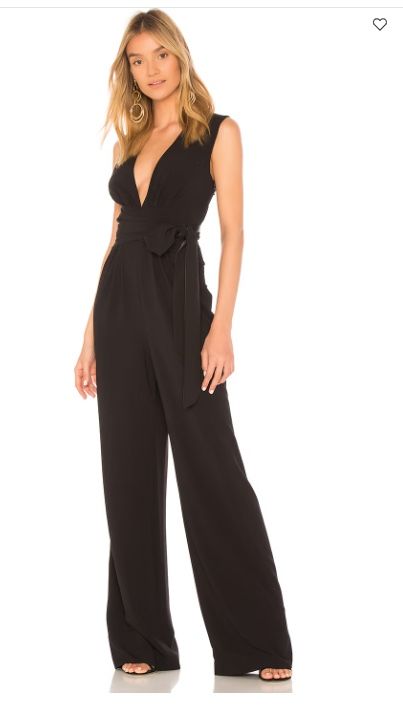 HALSTON HERITAGE Women's Sleeveless V Neck Wide Leg Jumpsuit with Wrap Tie