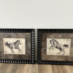 Set of 2 Framed Horse Artwork – 28.5” x 25”