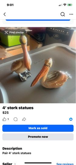 4’ ceramic stork statues