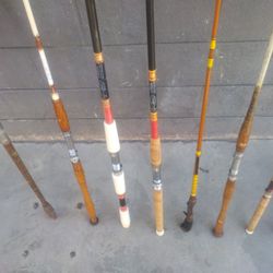 these are factory deep sea fishing reel rods vintage fly rods or in mint condition and they're all vintage