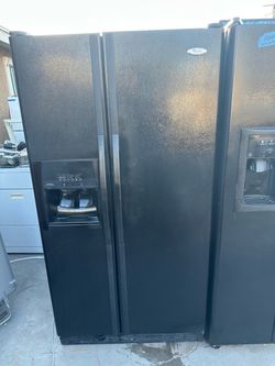 $250 black whirlpool double doors fridge with free delivery 🚚