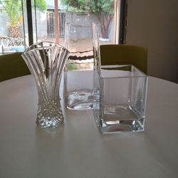 Trio of Heavy Premium Glass Vases