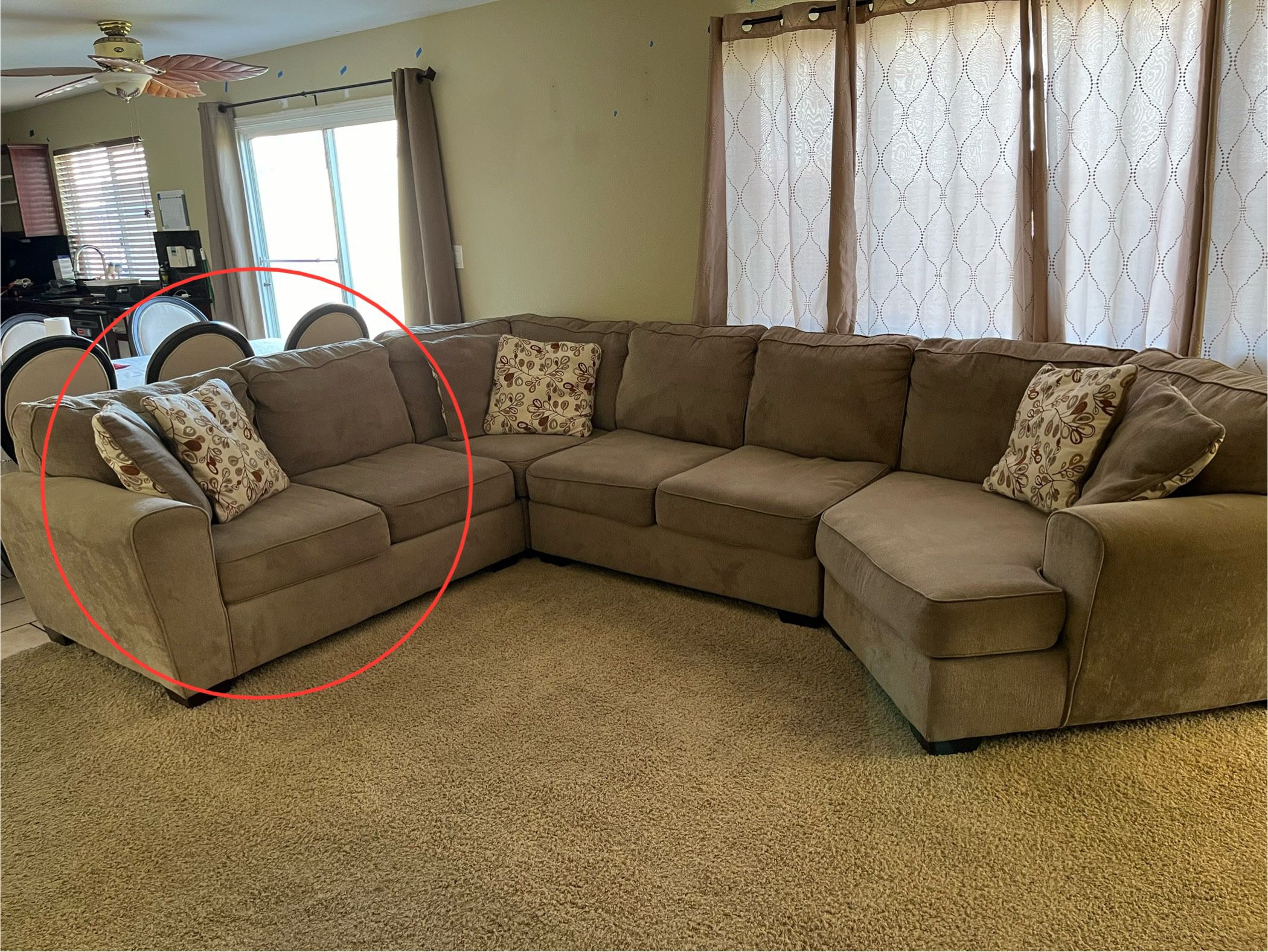 Used Large Sectional Couch w/6 Pillows $350/OBO