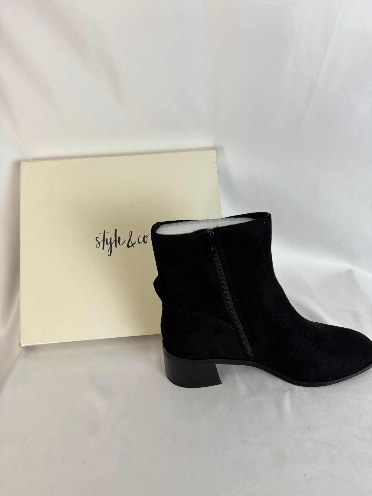 Style Co Orleyy Zip Dress Booties Black Micro