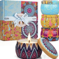 Brand New 100% Natural Soy Wax Scented Candles Gift Set of 4 (still sealed in box !)