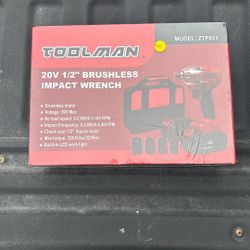 Toolman 20v 1/2” Brushless Impact Wrench 
