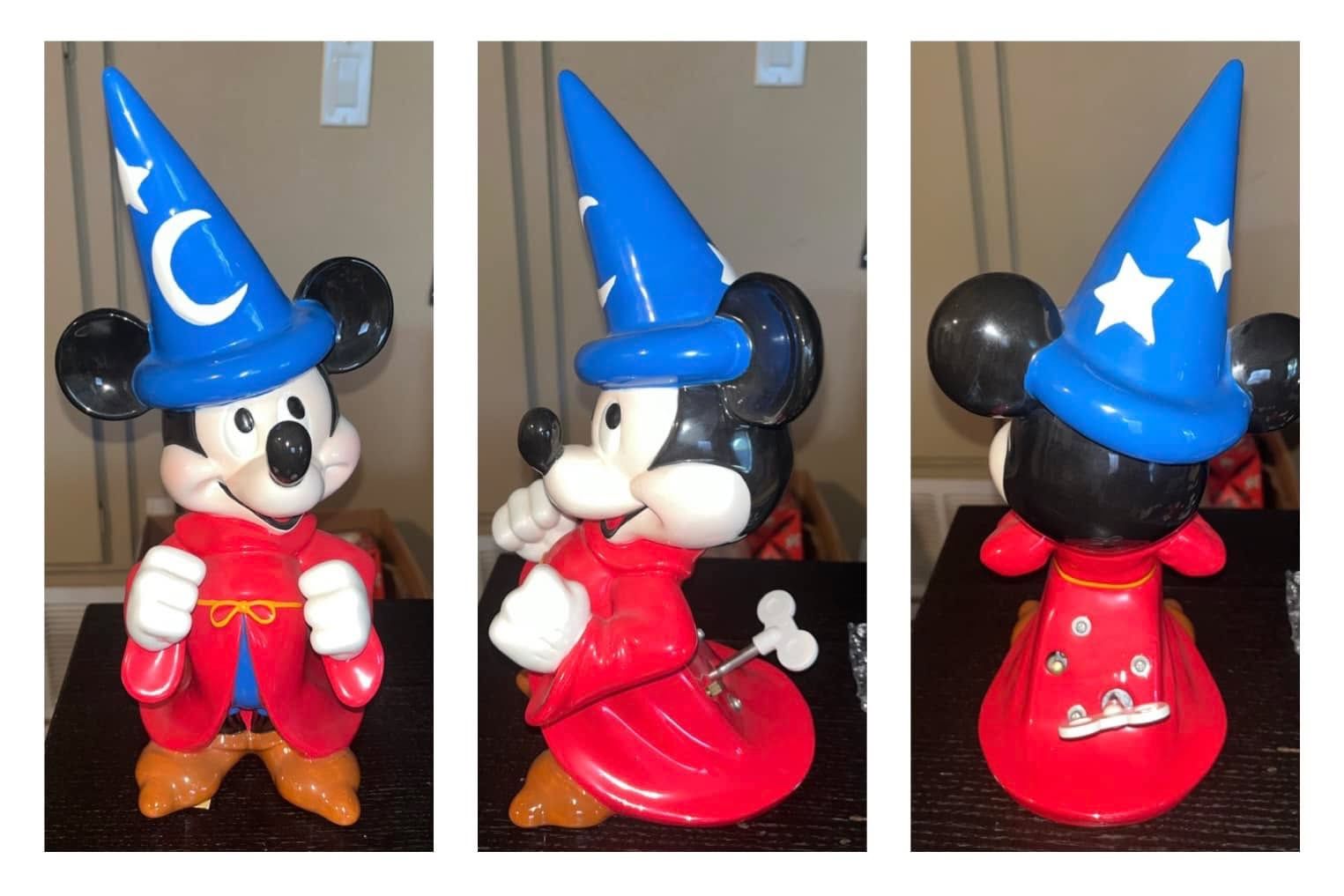 DISNEY Mickey Fantasia 12” RARE Wind Up Ceramic MUSIC BOX/FIGURE (made by Schmid) *no box*