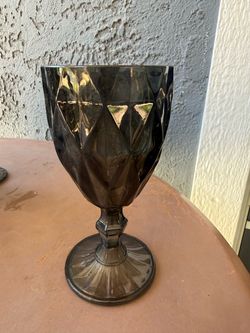 Set of 30 plastic used Smoke Gray Faceted Glass Goblet