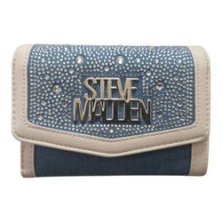 Steve Madden Blue Brett Denim Wallet with Rhinestones