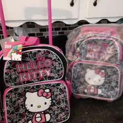 New Hello Kitty Back Pack With Wheels 