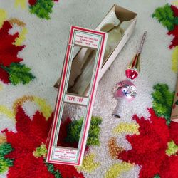 VINTAGE  GLASS XMAS TREE TOPPER 
