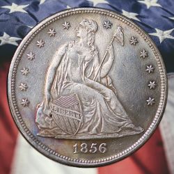 1856 Seated Liberty Dollar Silver Plated Novelty Coin - Cir